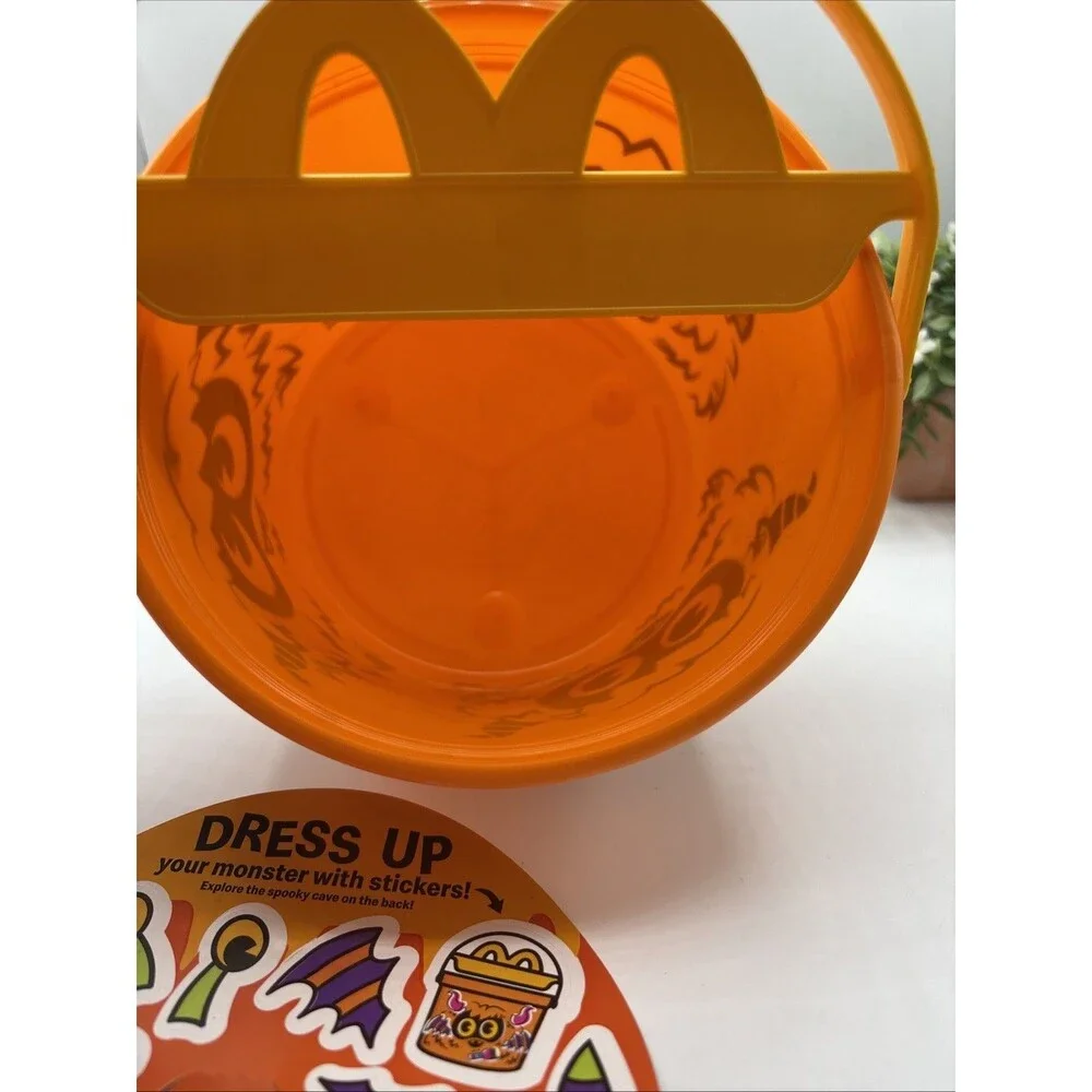 2024 McDonald's Halloween Orange Monster Bucket Pail w handle Preown Collectable